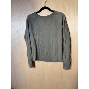 American Giant Women's Lightweight Sweatshirt Raglan Crewneck Top Olive Green